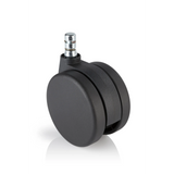Black Castors 5x ROLO No-Noise 11mm/75mm for carpets with metal pin by hjh OFFICE – 360-degree view (front view 0°)