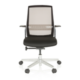 Black High End Office Chair FOUNTAINE PRO with mesh back and five-caster base by hjh OFFICE – 360-degree view (front view 0°)