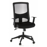 Black Professional Office Chair LAVITA with mesh back and five-caster base by hjh OFFICE – 360-degree view (front view 20°)