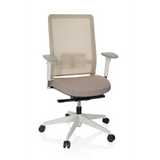 Beige Professional Office Chair PURE WHITE with mesh back and five-caster base by hjh OFFICE – 360-degree view (front view 20°)