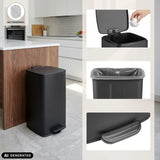 Black Clean Step 4 wastepaper bin with foot pedal, inner bucket and fingerprint protection by hjh OFFICE (AI-generated image)