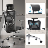 Professional Office Chair M18-M148 with adjustable headrest and mesh back in black by Sihoo (AI-generated image)