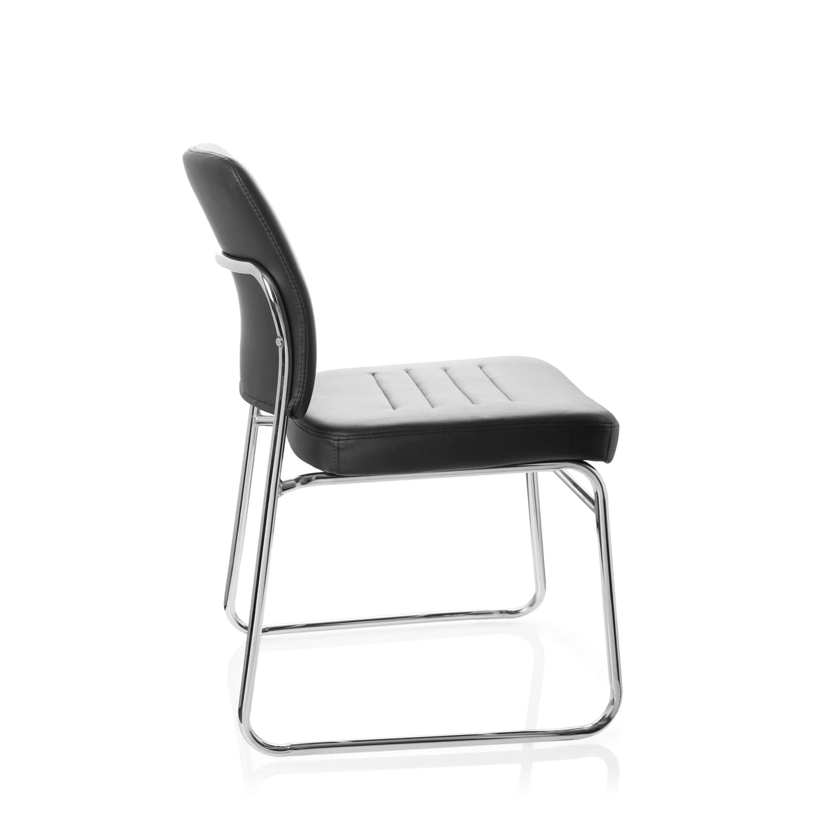 Black guest chair TONSO V with upholstery and sled base by hjh OFFICE – 360-degree view (side profile 100°)