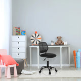 Black Swivel Chair – Children KID QB with mesh backrest and castors at a white desk by hjh OFFICE