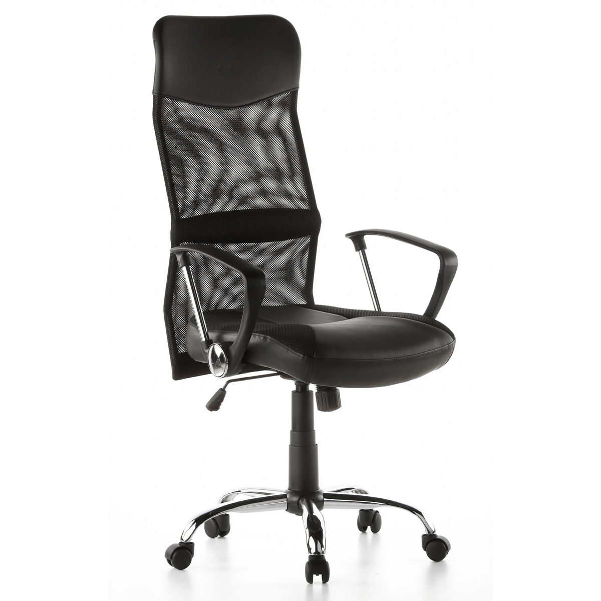 Black Home Office Executive Chair ARTON 20 with mesh back and five-caster base by hjh OFFICE – 360-degree view (front three-quarter view 40°)