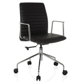 Black Luxury Executive Chair VEMONA 30 with cross-stitching, armrests and five-caster base by hjh OFFICE – 360-degree view (front three-quarter view 30°)