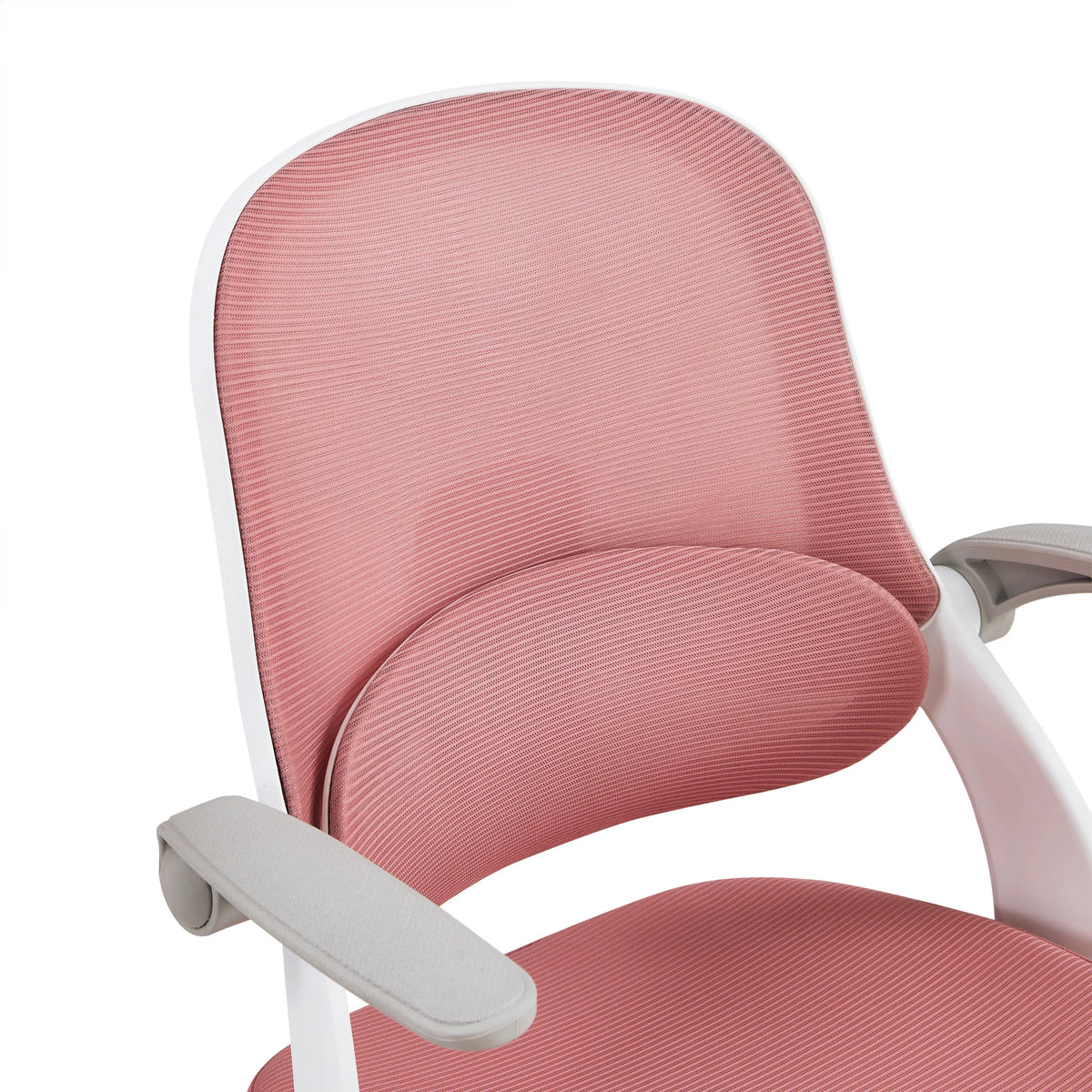 Pink mesh backrest and armrests of the Kiddy Smart Step swivel chair for children by hjh OFFICE