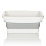 White-grey Folding container CLEAN SILW with integrated handles by hjh OFFICE – 360-degree view (front view 0°)