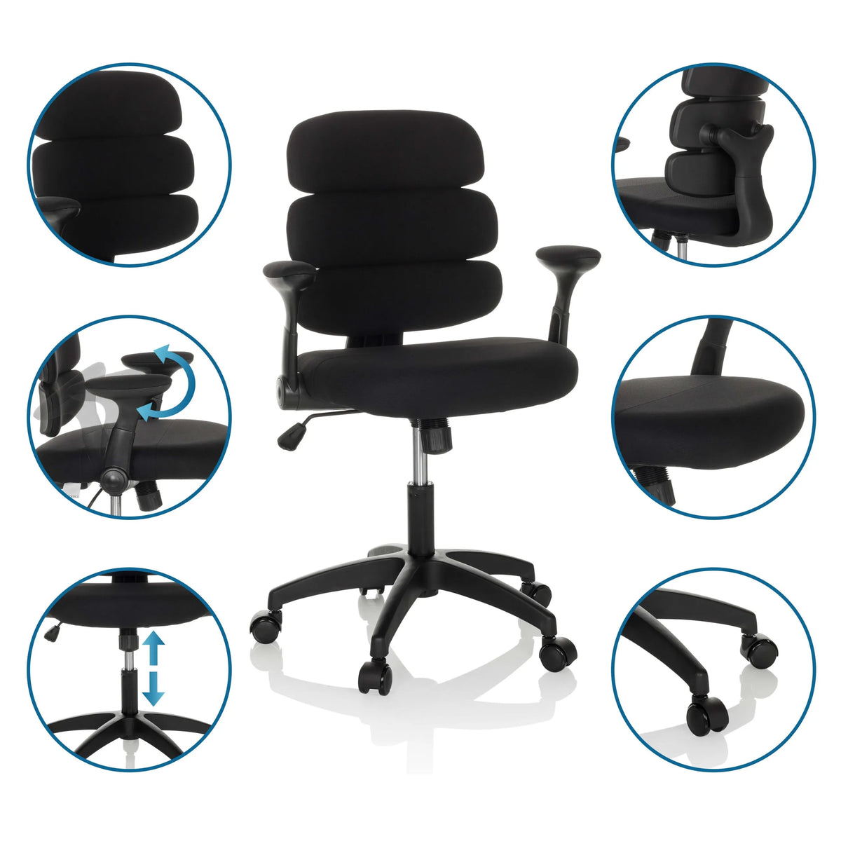 Black Swivel Chair – Children KID ERGOLINO B with adjustable height, armrests and castors by hjh OFFICE