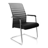 Black-grey Cantilever chair FALCONE V with mesh back, armrests and sled base by hjh OFFICE – 360-degree view (front three-quarter view 40°)