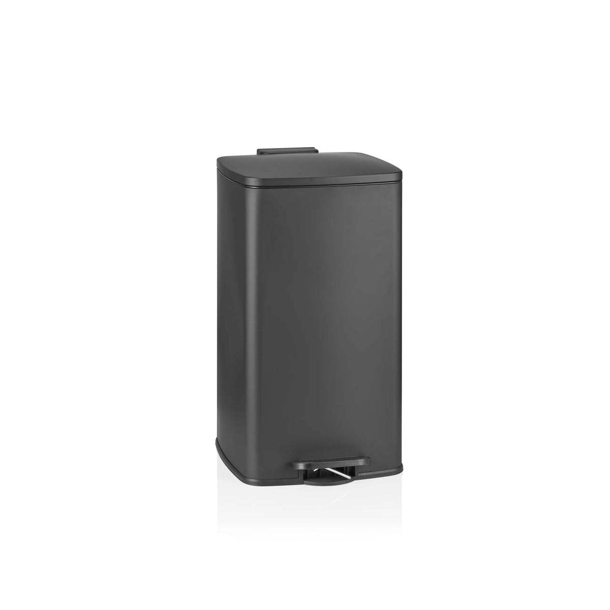 Black wastepaper Clean Step 4 with lid and foot pedal by hjh OFFICE – 360-degree view (front view 15°)