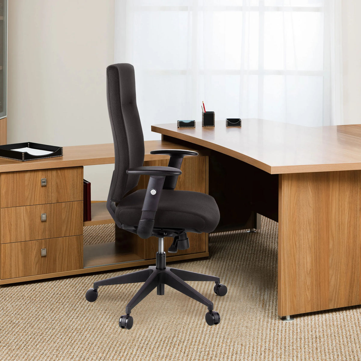Black Professional Office Chair PRO-TEC 300 with high backrest and armrests by hjh OFFICE
