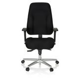 Black Professional Office Chair ZENIT COMFORT with armrests and five-caster base by hjh OFFICE – 360-degree view (front view 0°)