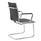 Black Cantilever chair VEMONA V with cross-stitching and chrome armrests by hjh OFFICE – 360-degree view (rear three-quarter view 120°)