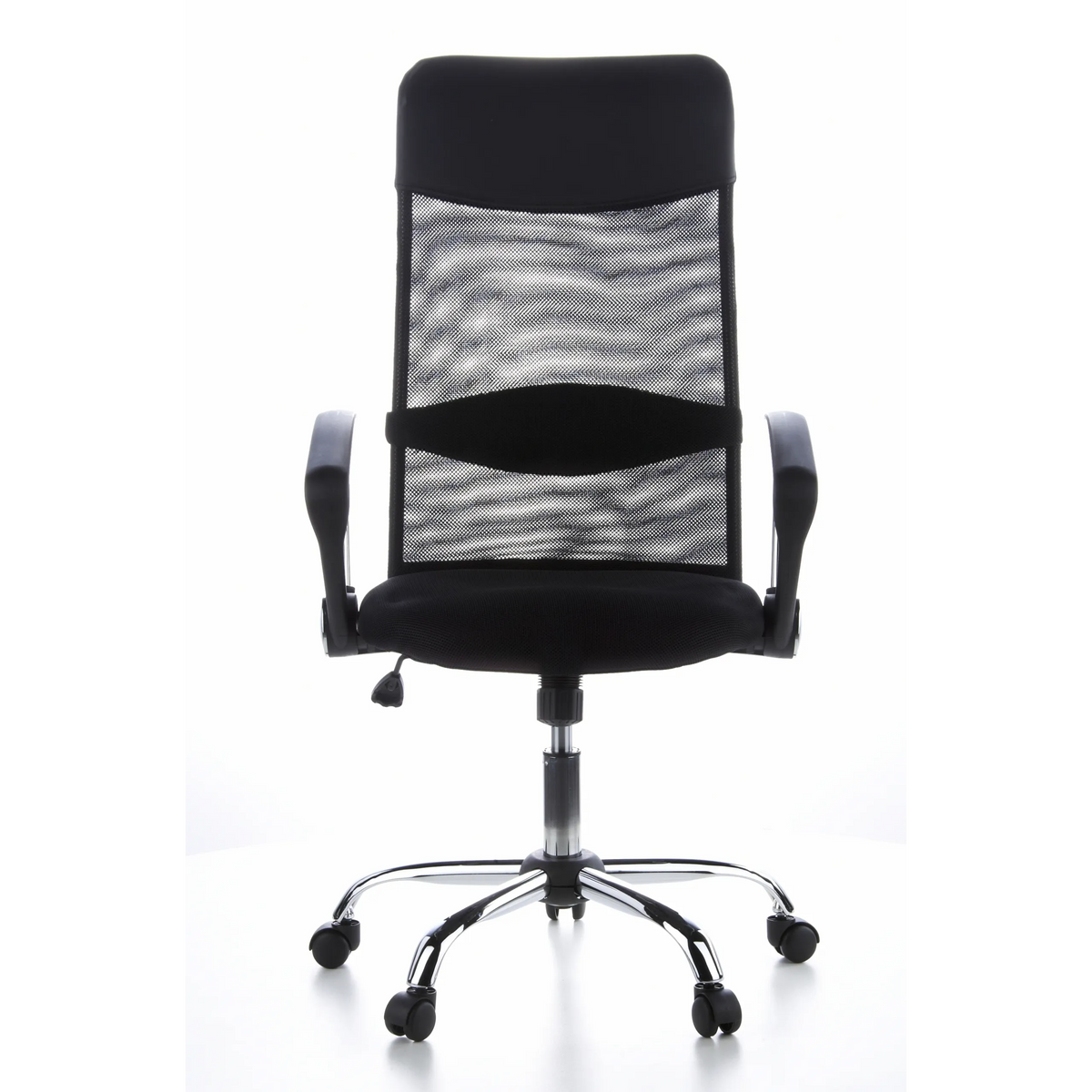 Black Home Office Executive Chair ARIA HIGH with mesh back and five-caster base by hjh OFFICE – 360-degree view (front view 0°)