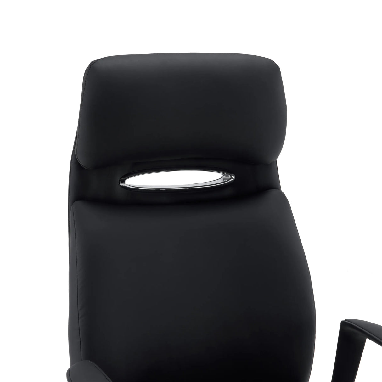 Headrest with chrome-coloured detail of the Professional Executive Chair VELVET ECO by hjh OFFICE