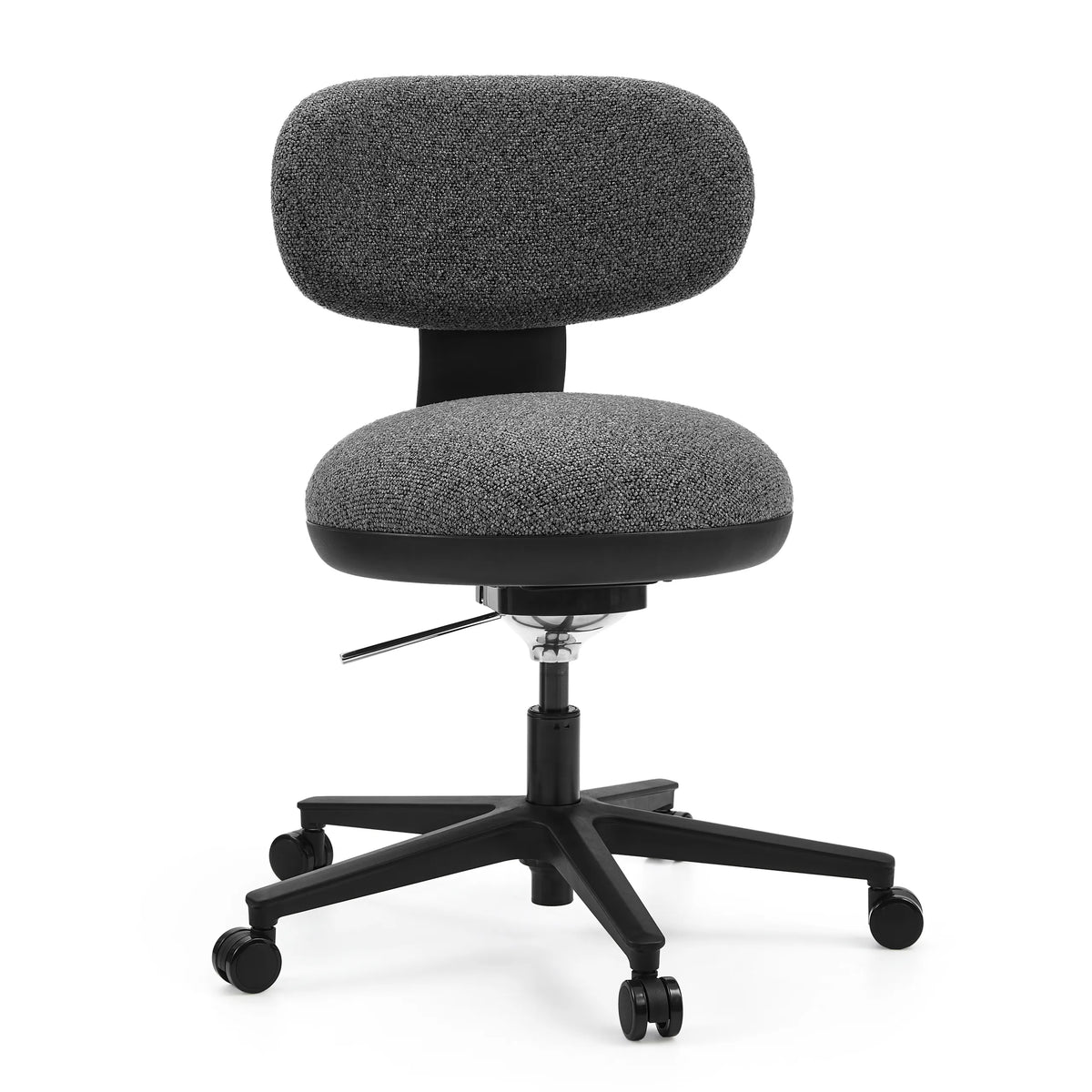 Grey Home Office Chair SITMOTION B with padded seat and five-caster base by hjh OFFICE – 360-degree view (front view 15°)