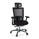 Black High End Office Chair NOVA PRO I with mesh back and five-caster base by hjh OFFICE – 360-degree view (front view 20°)
