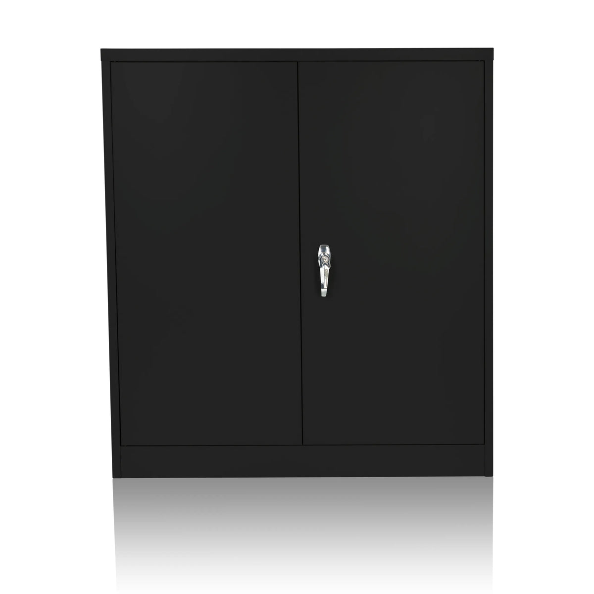 Black filing cabinet COLOR AS 105 with two doors and a silver handle by hjh OFFICE – 360-degree view (front view 0°)