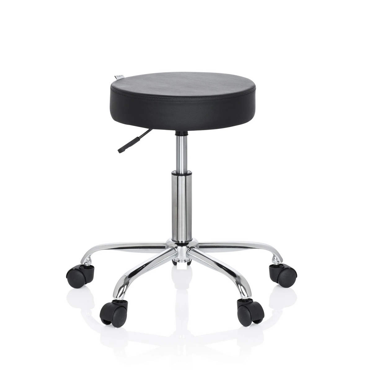 Black Swivel stool OPERATOR II with gas spring and five-caster base by hjh OFFICE – 360-degree view (front view 0°)