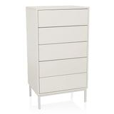 White Chest of drawers BJORDAL with five drawers and slim metal feet by hjh LIVING – 360-degree view (front view 15°)