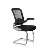 Black Cantilever chair FLYER PRO V with mesh back, armrests and sled base by hjh OFFICE – 360-degree view (front three-quarter view 60°)