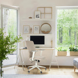 Beige COSIO II Home Office Chair with armrests at a desk in a bright room by hjh OFFICE