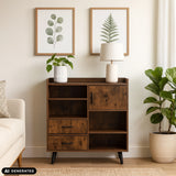 Chest of drawers MYRDAL in brown with black handles and legs by hjh LIVING (AI-generated image)