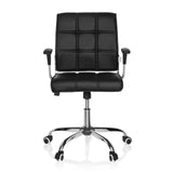 Black Home Office Chair ERNESTO with quilted upholstery and five-caster base by hjh OFFICE – 360-degree view (front view 0°)