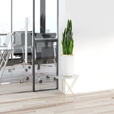Green Artificial plant SANSEVIERIA in a white pot on a side table by hjh OFFICE