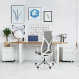 Grey Professional Office Chair AZURRO WHITE with mesh backrest and armrests by hjh OFFICE