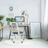 Home Office Chair MIKO W ECO in grey with mesh backrest and white armrests by hjh OFFICE