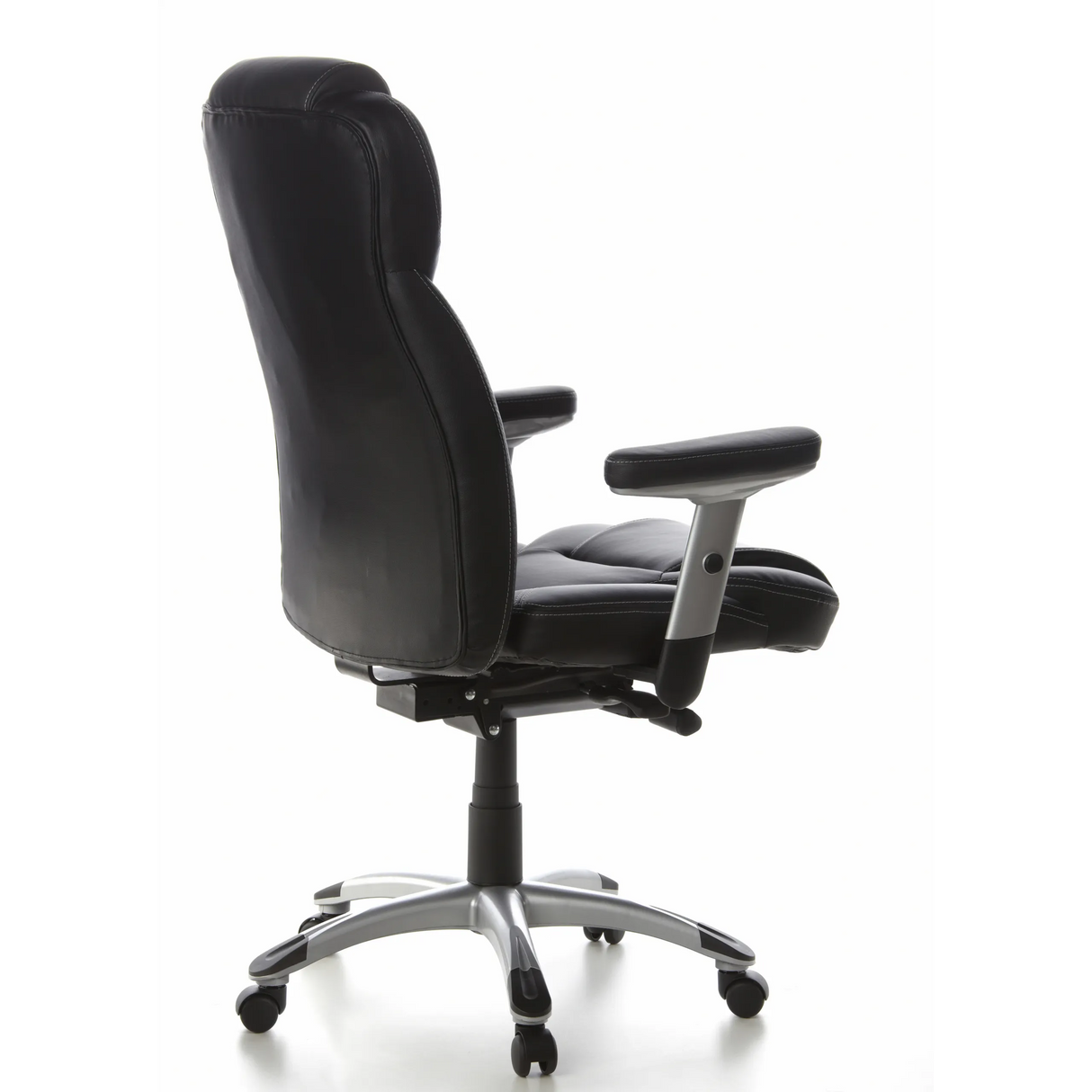 Black Professional Executive Chair EMBASSY 200 with armrests and five-caster base by hjh OFFICE – 360-degree view (rear three-quarter view 120°)