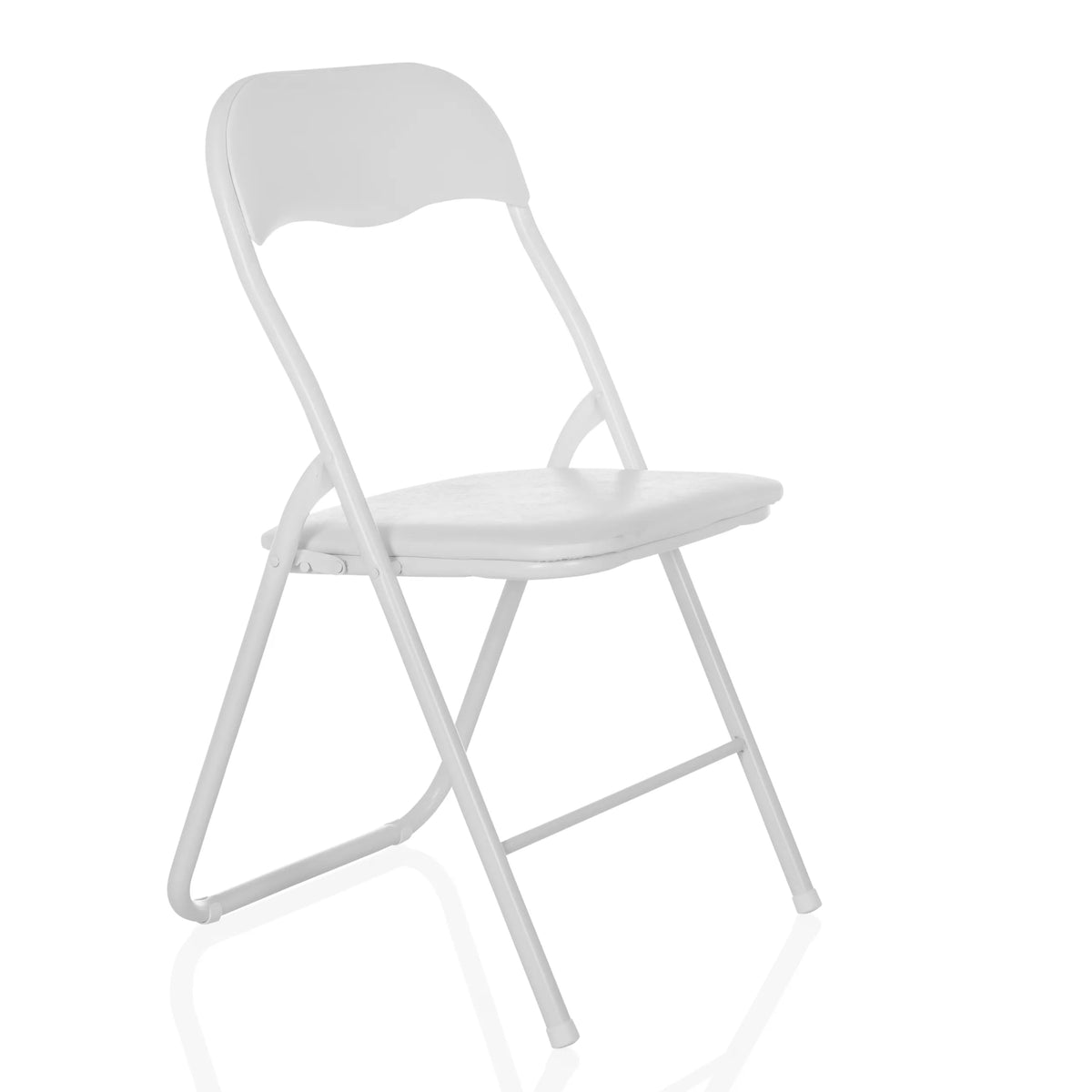 White Folding chair TUDELA BASIC with padded seat and backrest by hjh OFFICE – 360-degree view (front three-quarter view 45°)