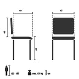 Technical drawing of the Four-legged chair T36 VI with a seat height of 45 cm by hjh OFFICE