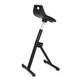 Black Standing aid TOP WORK 31 with seat shell and T-foot by hjh OFFICE – 360-degree view (rear three-quarter view 120°)