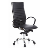 Black Professional Executive Chair PARMA 20 with quilted leather upholstery and five-caster base by hjh OFFICE – 360-degree view (front three-quarter view 40°)