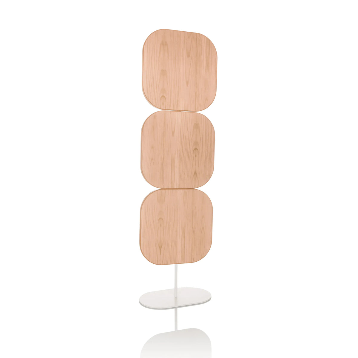 Beige Partition wall FLEXMIUT W with three square elements and a white base by hjh OFFICE – 360-degree view (front view 13°)