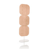 Beige Partition wall FLEXMIUT W with three square elements and a white base by hjh OFFICE – 360-degree view (front view 13°)