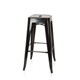Black Bar stool VANTAGGIO HIGH with square seat and struts by hjh OFFICE – 360-degree view (side profile 80°)