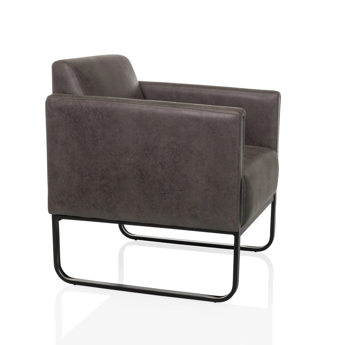 Grey Lounge Chair Aruba Retro with armrests and black frame by hjh OFFICE – 360-degree view (front three-quarter view 60°)