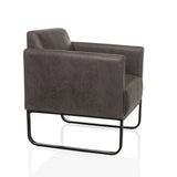 Grey Lounge Chair Aruba Retro with armrests and black frame by hjh OFFICE – 360-degree view (front three-quarter view 60°)