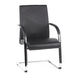 Black cantilever chair BAROLO V with armrests and chrome sled base by hjh OFFICE – 360-degree view (front view 20°)