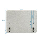 Dimensional drawing of the Table partition FLEXMIUT D SIDE with 80 × 62 cm by hjh OFFICE