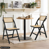 Two TUDELA BAMBOO folding chairs in black and brown with Viennese straw weave by hjh LIVING (AI-generated image)