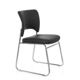 Black guest chair CASPI V with quilted cover and sleigh base by hjh OFFICE – 360-degree view (front three-quarter view 60°)