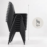 Four black MEET WA guest chairs at a white conference table in a modern office by hjh OFFICE