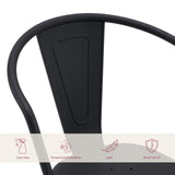 Backrest of the Vantaggio Poly bistro chair in black with symbols for care and material properties by hjh OFFICE