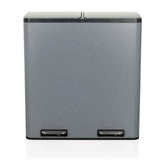 Grey Clean 13 wastepaper bin with two compartments and two foot pedals by hjh OFFICE – 360-degree view (front view 0°)