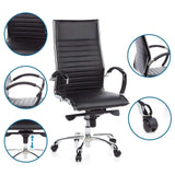Black Professional Executive Chair PARMA 20 with detail views of upholstery, armrests, gas lift and castors by hjh OFFICE